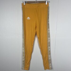 KAPPA 222 BANDA BALDHILL WOMEN'S SKIN FIT LEGGINGS YELLOW DK BEIGE SIZE LARGE.
